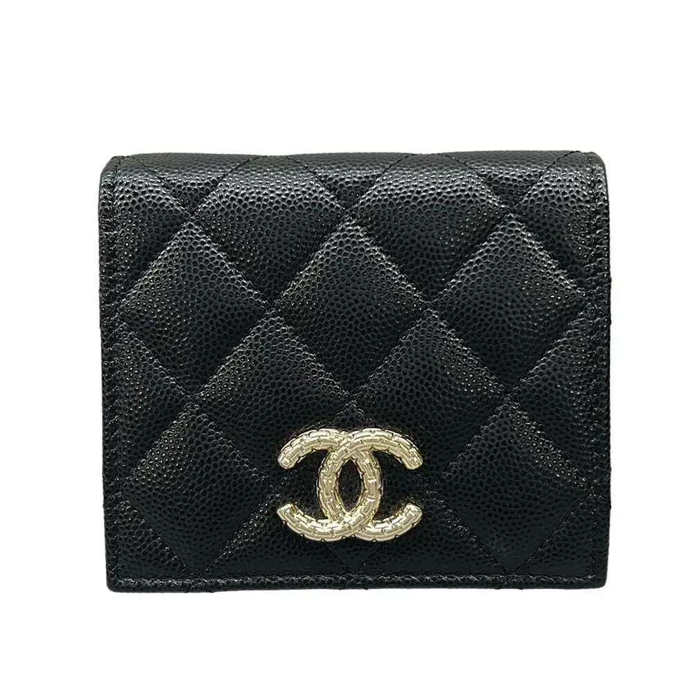 Chanel Matelasse Small Wallet Bifold Wallet AP40858 Black Gold